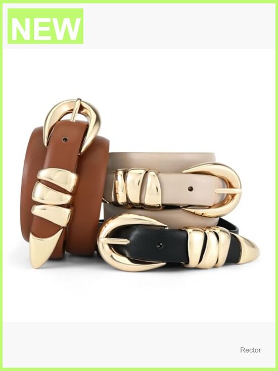 Faux Leather Skinny Belt with Gold Buckle for Jeans & Dresses main image 4